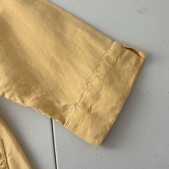 Pure Jill Linen Patch-pocket Shirtdress Size S Petite Yellow Button-Up Layering - Picture 10 of 12